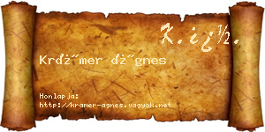 Krámer Ágnes névjegykártya